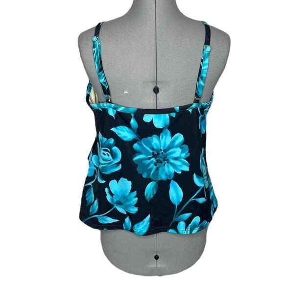 Floral Blue Women's Swim Top - Picture 2 of 4
